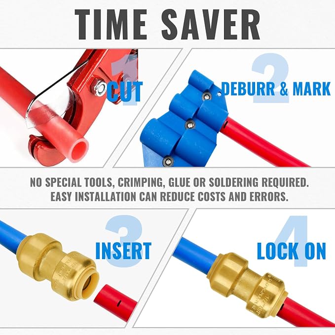 1/2 Inch Straight Coupling, Push-to-Connect Fittings, Push Fit Plumbing Fittings - Image 5