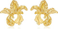 Gold Flower Statement Earrings for Women, Large Chunky Bohomian Summer Beach Floral Earring, Irregular Bold Exaggerated Earrings