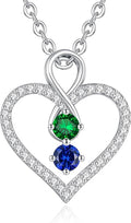 LOUISA SECRET Infinity Double Birthstone Necklace, 925 Sterling Silver Tiny Pendant Heart Necklace for Women Wife Her, Best Jewelry Gift Heart Jewelry Meaningful Gift for Valentine's Day, Christmas, Birthday Anniversary