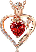 1.2CT Rose Heart Necklace Option of Moissanite or Lab-Grown Sapphire Ruby Emerald&More Necklace for Women Birthstone Girlfriend Necklace S925 Sterling Silver 18K White/Rose Gold Plated D Color VVS1 Gift for Wife Mother Daughter for Birthday Anniversary...
