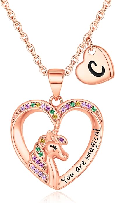 Unicorn Necklace for Girls Gifts for Girls Little Girl Jewelry Birthday Gift for Girl Daughter Granddaughter Niece-No tarnish, No reactions for sensitive skin Hypoallergenic
