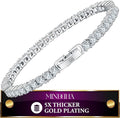 MINDDHA 14K Gold/White Gold Plated Cubic Zirconia Tennis Bracelet | Silver, Gold Bracelets for Women | Elegant CZ Tennis Bracelet for Women, Thin, Dainty, & Classic, Size 6-8 Inch