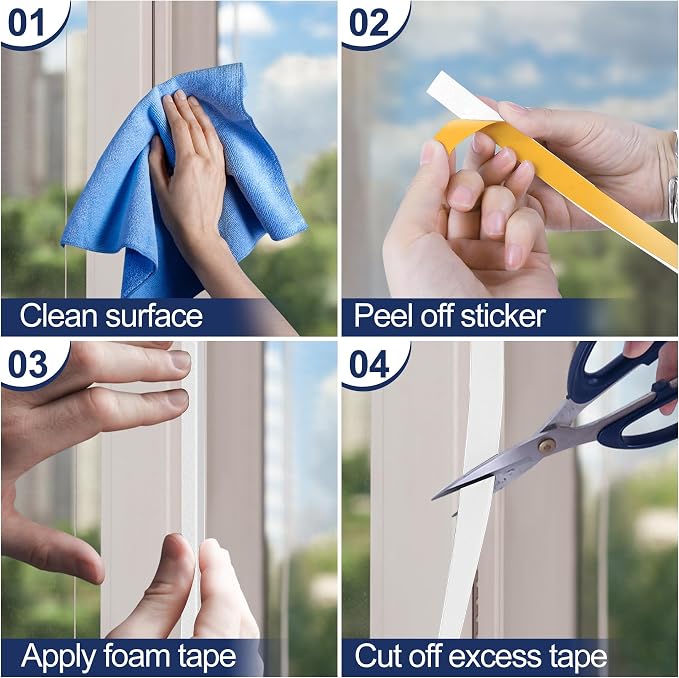 16.5Ft Foam Tapes Self Adhesive Foam Seal Strips 1/2In x 1/2In x 16.5Ft Each - Image 6