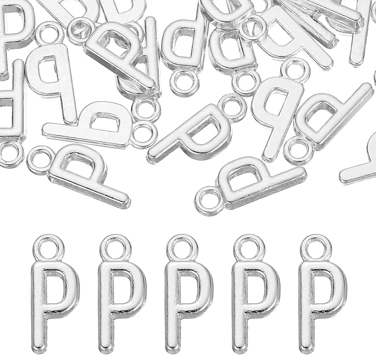uxcell Letter Charm, Alloy Letter Initial Alphabet Charm for DIY Crafts Jewelry Making Bracelet Earrings Necklace