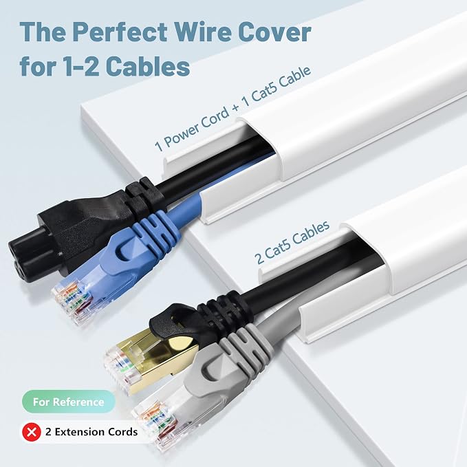 ZhiYo 43" Cord Covers for Wires on Wall, 0.7" W x 0.4" H | Fits 2 Cords - Image 2
