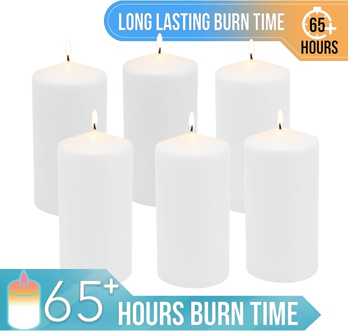 Stonebriar Unscented White Tall Pillar Candles, 65 Hour Burning Candle Pillars - Image 7