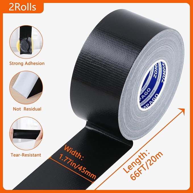 ZOMPAGO Weather Stripping Tape Door Window Seal 2 Roll, 1.8 in x 33 FT - Image 2