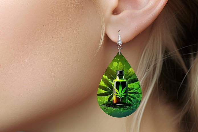 Teardrop Wood Earrings Light Weight Printed Image Dangle Jewelry, Fun and Funky Earrings