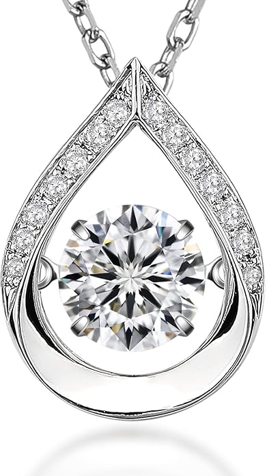 ARINZA Moissanite Necklace for Women, 1 Ct 925 Sterling Silver Dancing Diamond Pendant, 18+2 Inch Chain, Valentine’s Day Christmas Gift for Her, Wife, Mom, Anniversary, Birthday