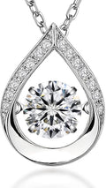 ARINZA Moissanite Necklace for Women, 1 Ct 925 Sterling Silver Dancing Diamond Pendant, 18+2 Inch Chain, Valentine’s Day Christmas Gift for Her, Wife, Mom, Anniversary, Birthday