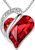 Leafael Valentine's Day Gift Necklaces for Women, Infinity Love Birthstone Heart Crystal Pendant, Birthday Anniversary Jewelry for Wife, Mom, and Her, Silver Plated, 18" + 2" Adjustable Chain