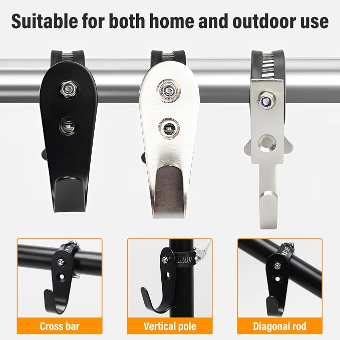 Tube Rod Hooks, for 0.83"-1.5" in Inner Dia Adjustable Rod, Bathroom Wardrobe - Image 5