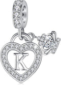 Letter Charms for Charms Bracelet: Silver Heart Alphabet Initial Dangle Charms Bead for Bracelets and Necklaces, Birthday Mother's Day Christmas Jewelry Gifts For Women