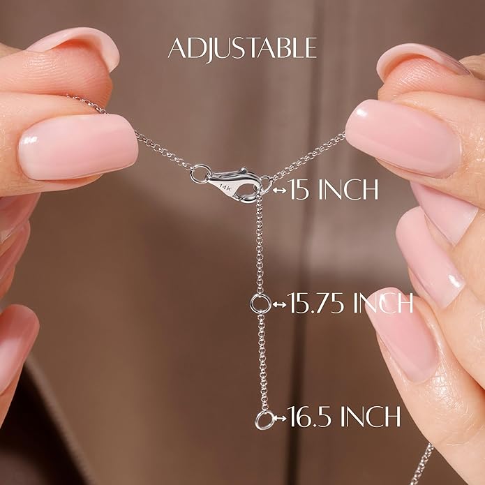 14K Yellow/White Gold Pendant Necklace With 0.50-1.00 TCW Lab Grown Diamond in Pear/Round Shape (E-F Color, VVS-VS), Adjustable Length from 15"-16.5", IGI Certified, Necklaces For Women, Gift For Her