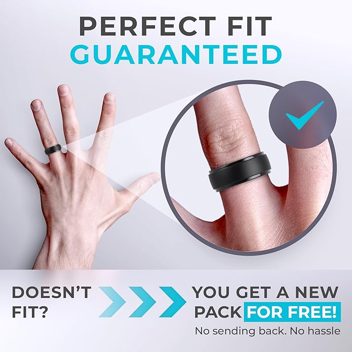 ThunderFit Silicone Rings for Men - 7 Rings / 4 Rings / 1 Ring Step Edge Rubber Wedding Bands 10mm Wide - 2.5mm Thick