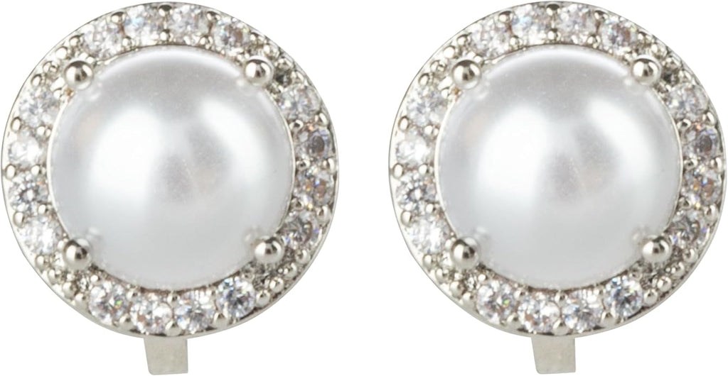Aloha Earrings Round Halo Crystal Clip On Stud Earrings