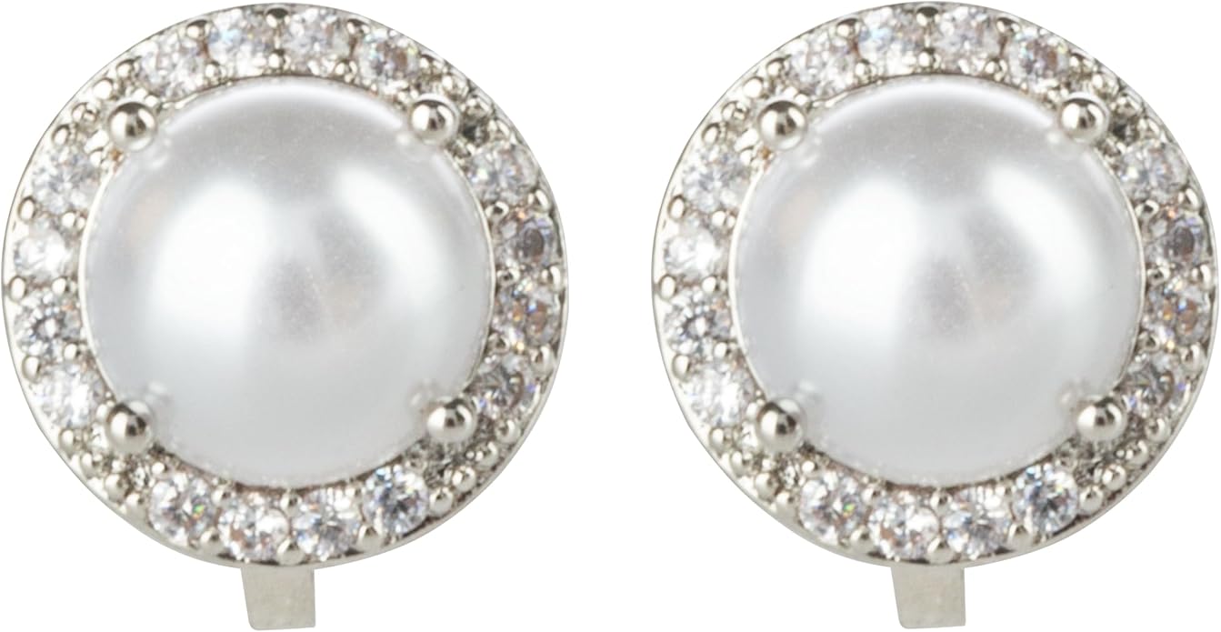 Aloha Earrings Round Halo Crystal Clip On Stud Earrings