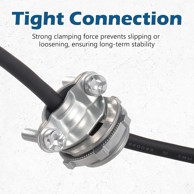 25 Pack 1/2 inch Clamp Type Cable Connectors, Zinc Alloy Wire Clamps - Image 3