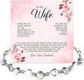 “To My Wife Heart Bracelet – Crystal Heart Link Jewelry Gift with Message Card”.