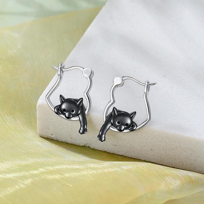 Hypoallergenic Earrings Rabbit Tiger Teddy Koala Puppy Panther Peacock Earrings Sterling Silver Animal Hug Hoop Earrings Jewelry Mothers Day Graduation Birthday Gifts for Women