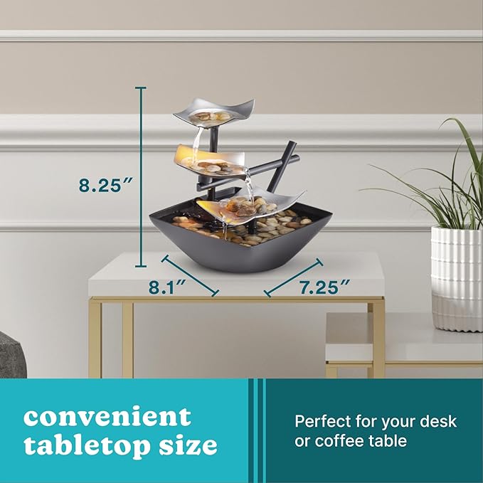 Homedics Tabletop Water Fountain, Home Décor Soothing Sound Machine | Automatic - Image 7