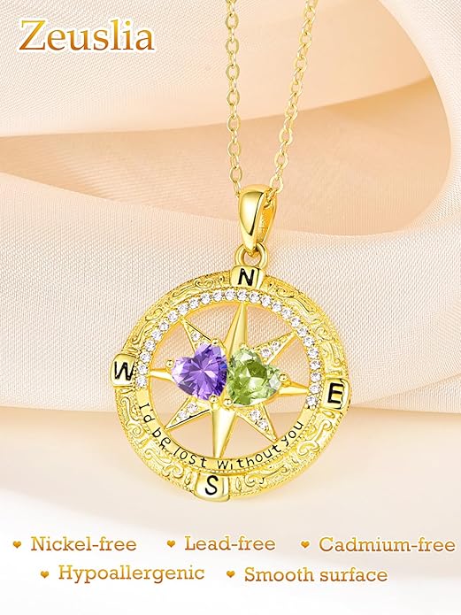 Valentine's Day Gifts for Wife 925 Sterling Silver Double Birthstone Pendant Necklaces I Love You for Always and Forever Necklace Anniversary Birthday Gifts for Wife Girlfriend Mom Her