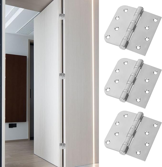 6 Pack Ball Bearing Door Hinges, 4 Inch x 4 Inch Heavy Duty Stainless Steel - Image 6