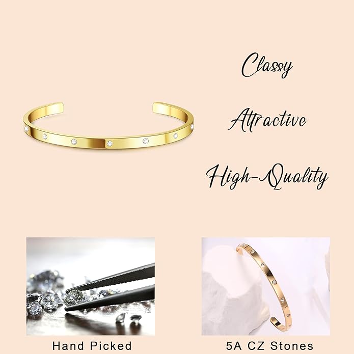 Fansilver 14K Gold Bracelets for Women Trendy Bangle Cuff Chain Bracelets Set Gold Plated Paperclip Bead Tennis Bracelet Chunky Gold Filled Bracelet Stack 3/4PCS