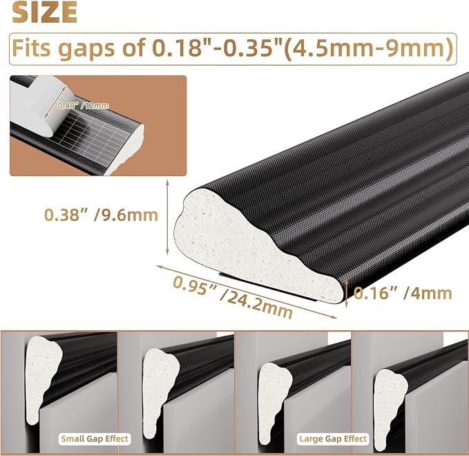 Kneelisa 3Pcs×196” Wedge-Shape Foam Window Weather Stripping Door Seal | - Image 2