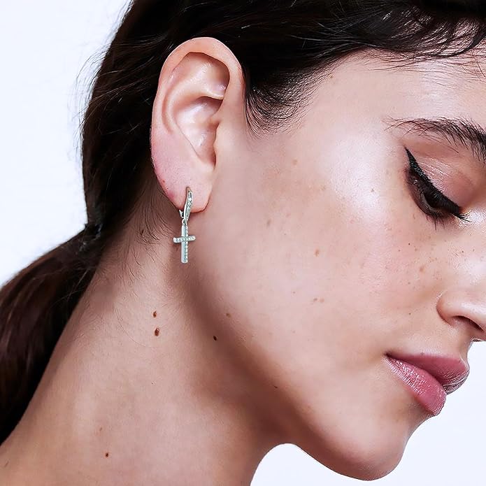 14K Gold Earring Cross Waterdrop Butterfly Heart Knot Earrings for Women Gold Silver Cross Leverback Drop Gold Silver Teardrop Hoop Dangle Earring White Gold Dangle Drop Earring