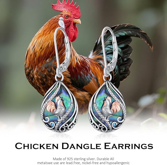 Animal Earrings 925 Sterling Silver Abalone Shell Dangle Drop Earrings Leverback Earrings Cute Animal Jewelry Gifts for Women Girlfriend