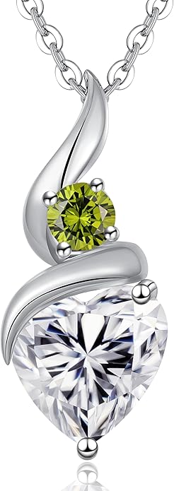 ANDSO Valentine's Day Gift Moissanite Heart Pendant Necklaces for Women, 925 Sterling Silver Necklace with Birthstone, Ideal Anniversary Present or Birthday Jewelry Gifts for Mom Wife Her Girlfriend
