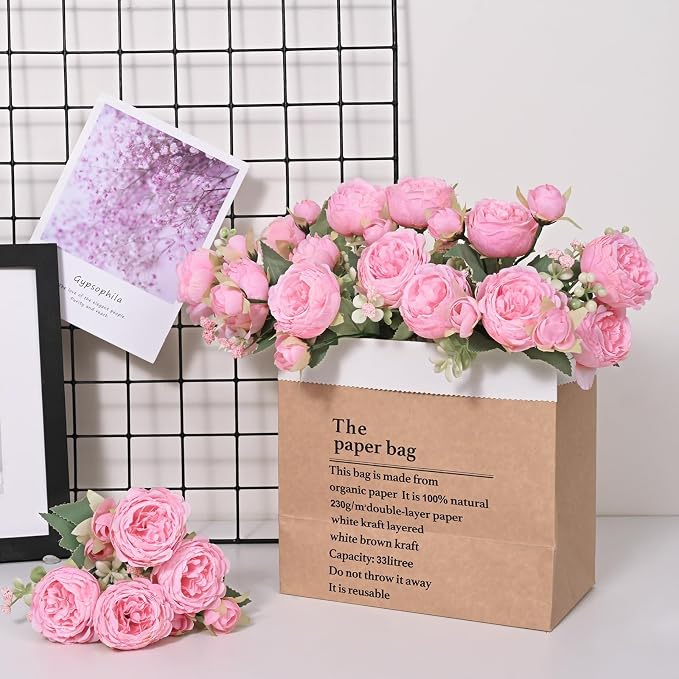 8 Packs Peonies Artificial Flowers, Light Pink Silk Artificial Peonies | Fake - Image 3