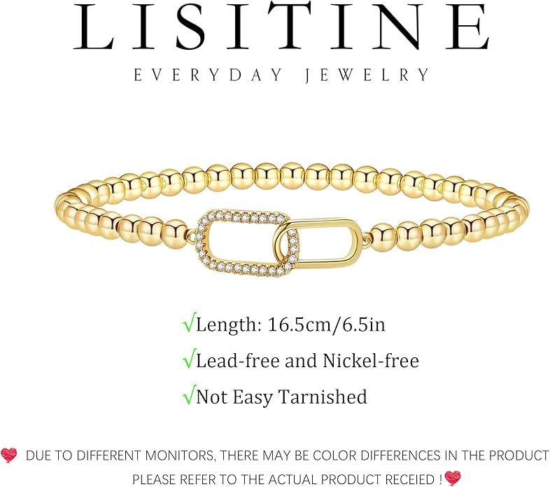 Gold Bracelets for Women 14K Gold Beaded Bracelets Stackable Bracelets for Women Gold Charm Bracelet Non Tarnish Gold Jewelry for Women Trendy