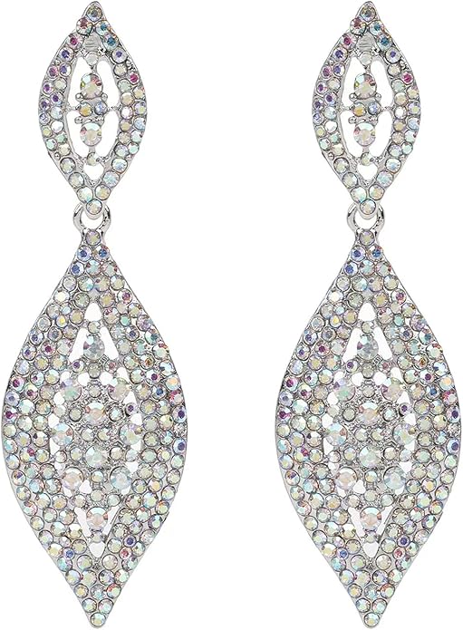 Elegant Rhinestone Dangle Earrings Crystal Wedding Bridal Long Dangling Drop Earrings Chandlier Earrings for Women Bridesmaid