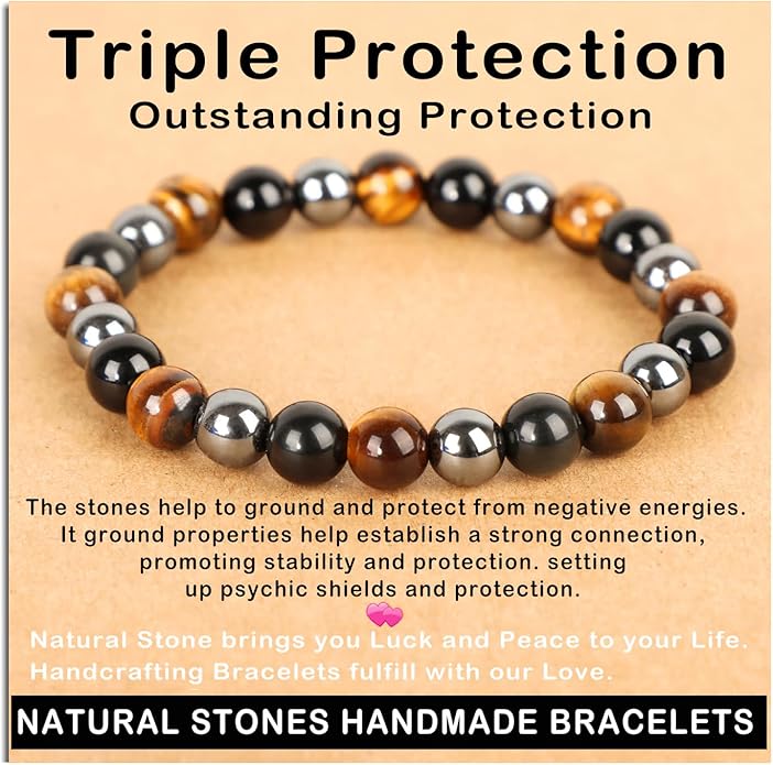 AD Beads Handmade Gemstone Stretch Elastic Bracelet Crystal Healing Reiki Nature's Beauty and Spiritual Essence Unisex