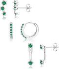 FIASASO 3 Pairs 925 Sterling Silver Hypoallergenic Earrings for Women Trendy - 14K Gold Plated Stud Hoop Cartilage Earrings Set Small Earring Stacks for Sensitive Ears Non Tarnish Dainty Silver Earring