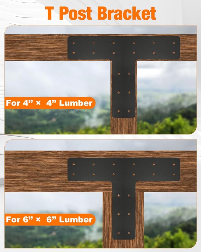 4 Pack T Post Timber Frame Brackets, 6x6 Lumber - Image 4