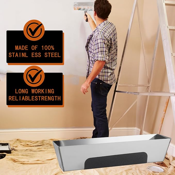 12" Stainless Steel Mud Pan, Anti-slip Base, Sheared Sides to Clean Knives - Image 5