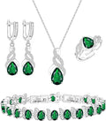 GZWHD Jewelry Set for Women CZ Earrings Necklace Ring Bracelet Set Prom Party Wedding Jewelry Gift for Mother Friend Wife