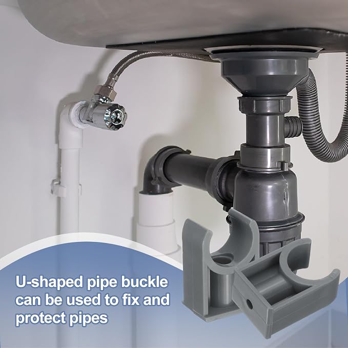 uxcell 2 Pcs PVC Water Pipe Clamps Clips, 90mm ID U-Shaped Water Pipe Buckles - Image 6