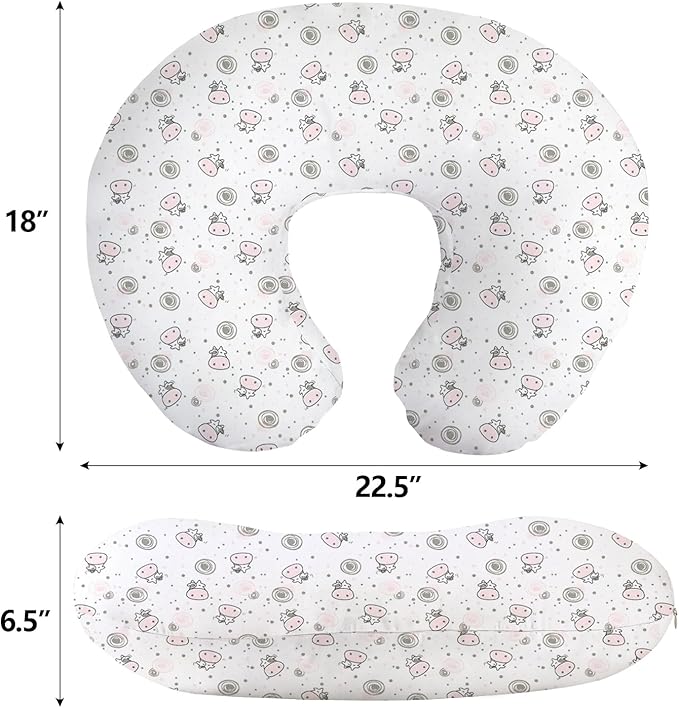 Nursing Pillow, Breast Feeding Pillows for Mom, Pink Calf Soft Cover with Breathable Filling, Feeding Support Pillow for 0-12 Months, Multifunctional Support Cushion for Travel (Cute Calf)