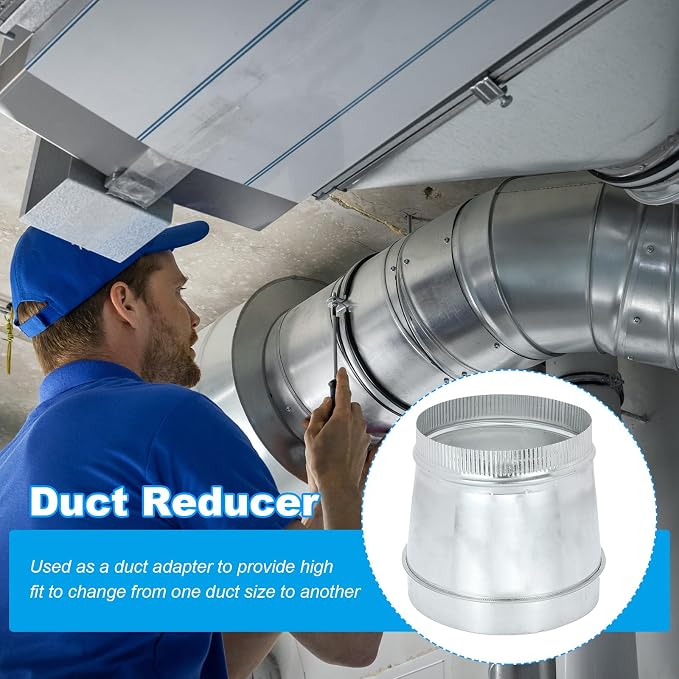 PATIKIL 9 Inch to 8 Inch Duct Reducer, Galvanized Steel Round Air Duct Reducer - Image 4