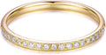 14K Gold 2mm Wedding Band Ring Womens Band Ring 2mm Stacking Ring 14K Gold Moissanite Half Eternity Ring for Women