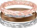 Egnaro Women's Wedding Bands, Silicone Thin and Stackable Rubber Engagement Ring, Variety Multipack With Breathable Grooves Workout Accessories