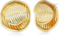 SNGIA18K Gold Plated Dangle Textured Ribbed Irregular Large Leaf Statement Earrings for Women by SNGIA, Handmade Dramatic Geometric Trendy Summer Drop Leaf Flower Jewelry Gifts, Bold Beachy Vintage Plant Fashion Drop Accessories, Vintage Nickle Free Fl...