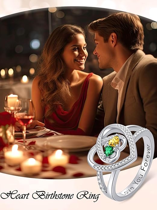 Valentine's Day Gifts for Women Birthstone Rings for Women Heart Statemet Engagement Eternity Wedding Promise Rings Jewelry Anniversary Christmas Valentine Mothers Day Birthday Gifts for Wife Her Girlfriend