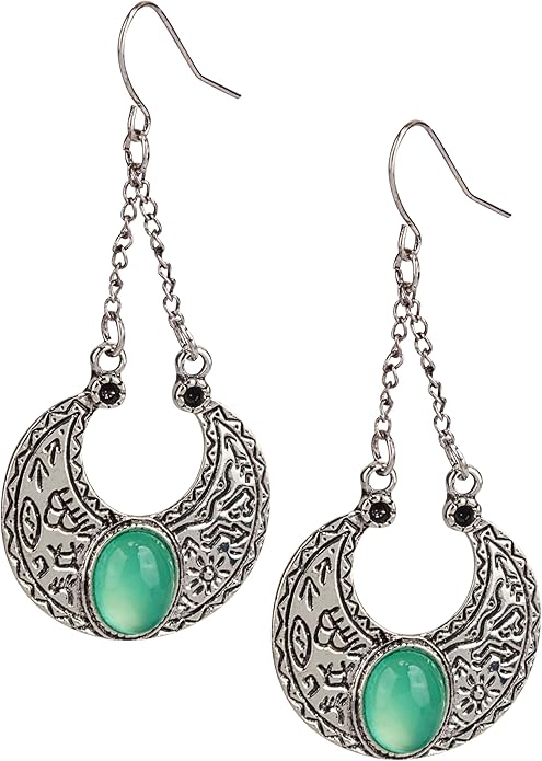 SPUNKYsoul Boho Dangle Earrings for Women – Lightweight Tribal Fan Paddle Design with Hieroglyphic Accents – Unique Handmade Gift Idea for Her