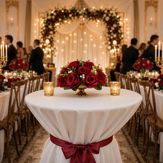 BLOSMON Flower Balls Wedding Rose Centerpieces: 6 Pcs Crimson Fake Flowers - Image 7