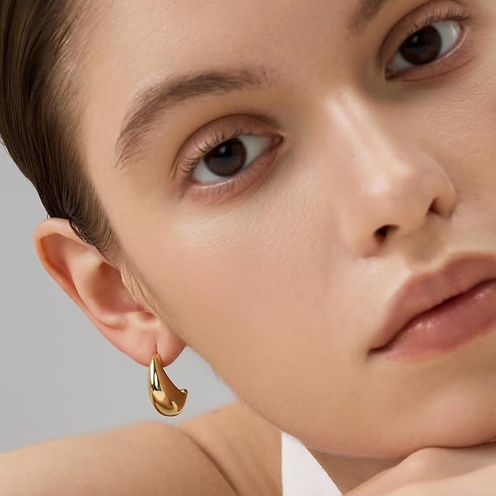 18K Gold Plated Huggie Hoop Earrings for Women, 925 Sterling Silver Post, Hypoallergenic Small Earrings